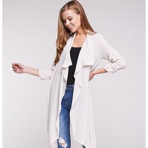 Papaya Tie Front Long Cardigan